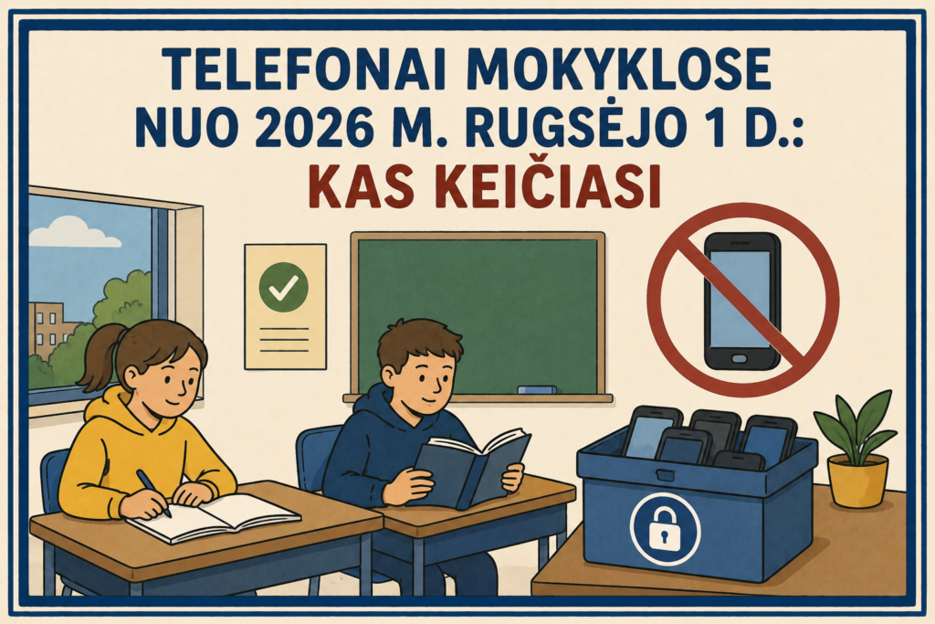 telefonai mokyklose nuo 2026 m rugsejo 1 d kas keiciasi